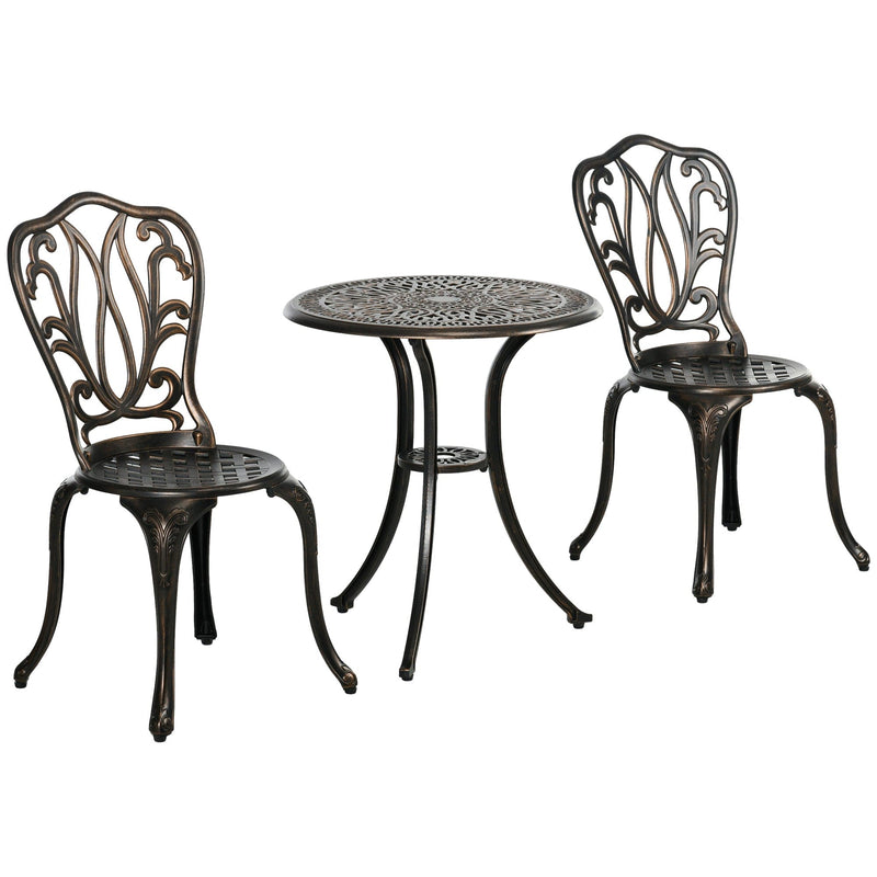 3pc Cast Aluminium Bistro Set, Bronze