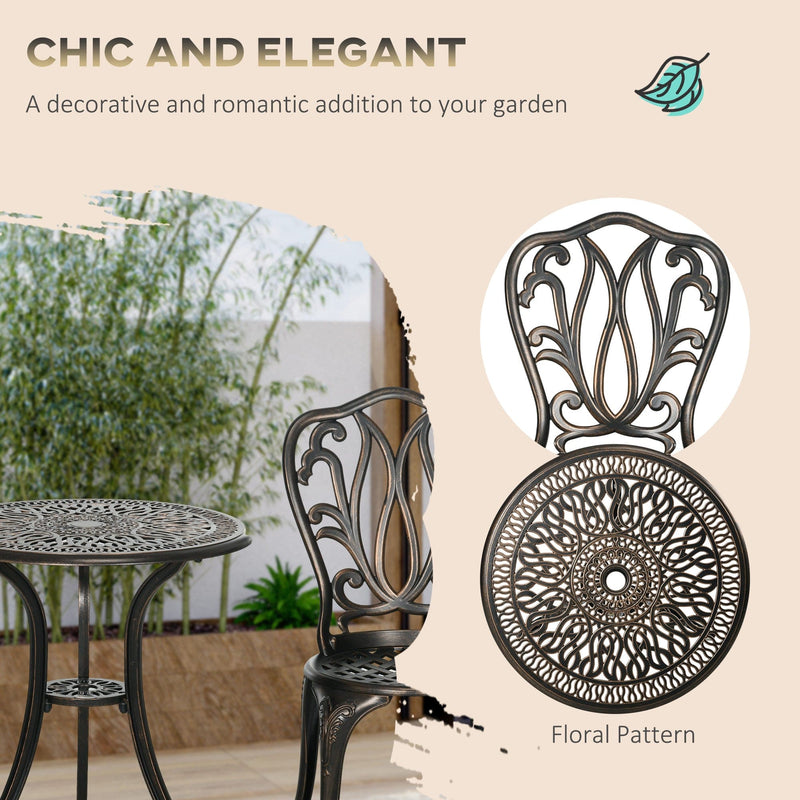 3pc Cast Aluminium Bistro Set, Bronze