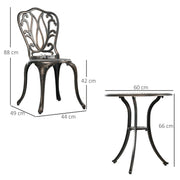 3pc Cast Aluminium Bistro Set, Bronze