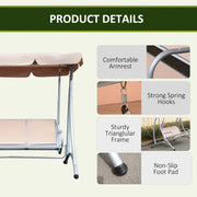 Deluxe 3 Seater Garden Swing Chair with Adjustable Canopy Outsunny