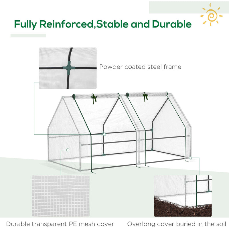 Compact Greenhouse With Roll Up Windows, White