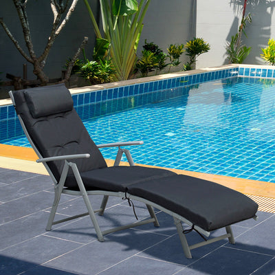 Patio Texteline Sun Lounger, Foldable, Pillow, Cushion Outsunny