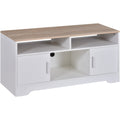White/Wood 42 Inch TV Stand with Cabinets Homcom