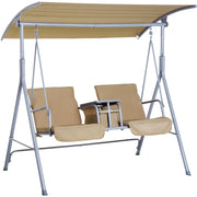 2 Seater Garden Swing Chair With Tilting Canopy & Storage Outsunny