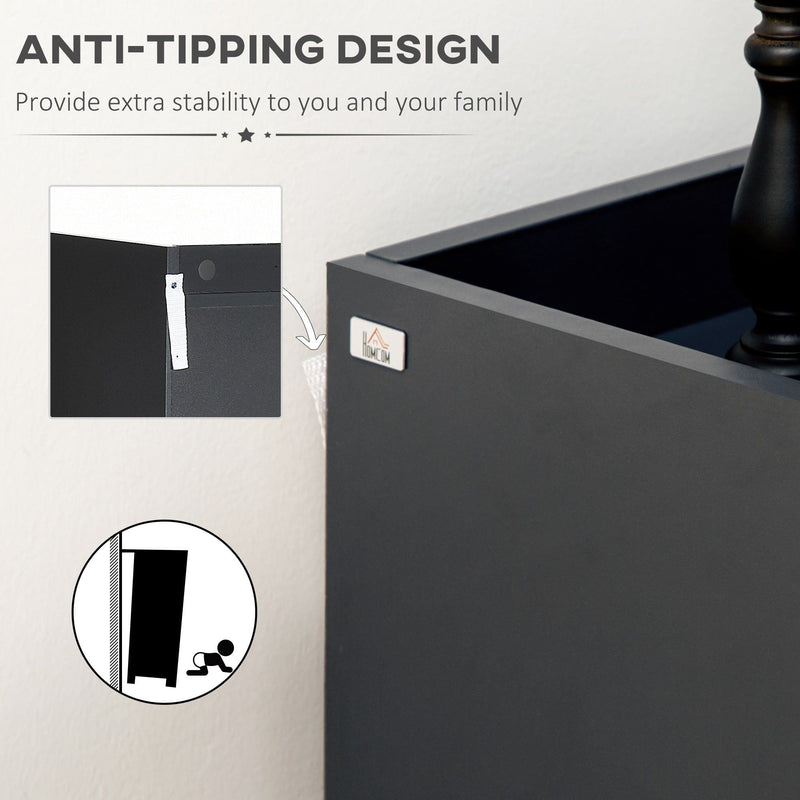 HOMCOM High Gloss Shoe Cabinet with White Doors and Open Shelves, Hallway Shoe Cupboard Storage Organizer for 24 Pairs of Shoes, Grey