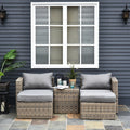 2 Seater Rattan Garden Furniture Set, Grey Outsunny