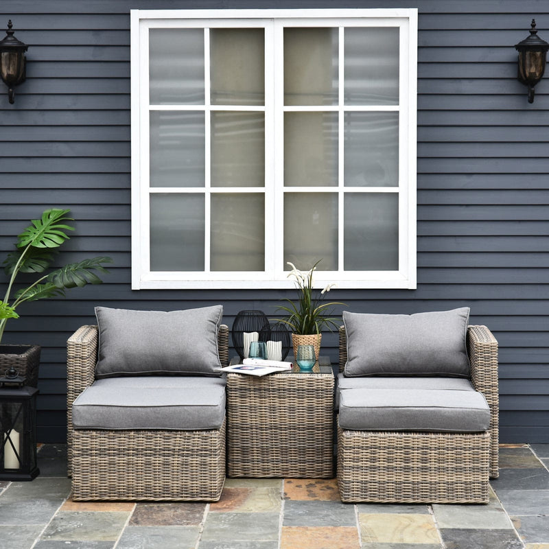 2 Seater Rattan Garden Furniture Set, Grey