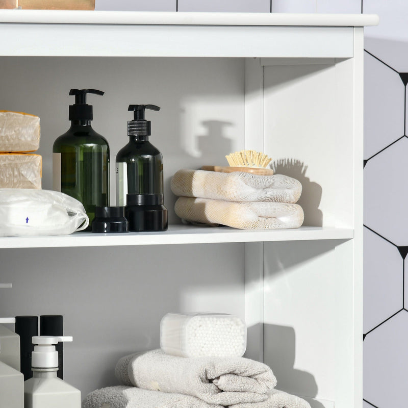 4-Door Cabinet, Glass Doors, White