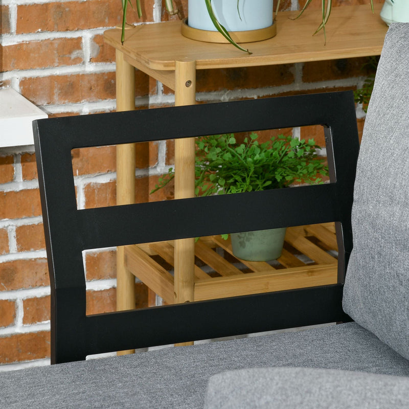 Dark Grey 3 Piece Patio Furniture Set with Wood Grain Table