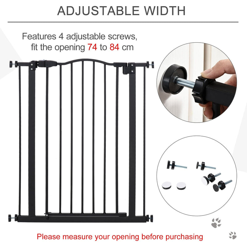 Safety Gate For Stairs, Auto-Close Door, 74-84cm, Black