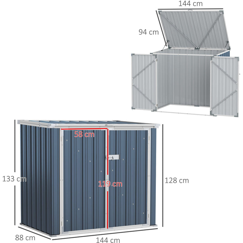 Double Dustbin Metal Storage Shed 5x3ft