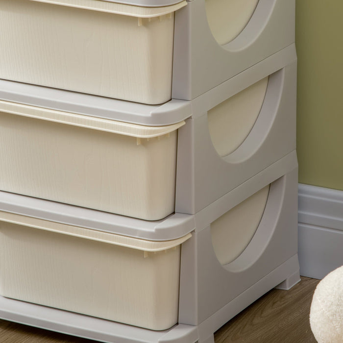 ZONEKIZ Cream 3-Tier Kids Toy Storage with 6 Drawers