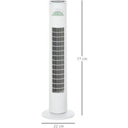 30" Tower Fan with Remote, Oscillation, 10h Timer, LED Light Homcom