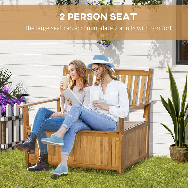 Outsunny 2 Seater Wooden Garden Bench With Storage