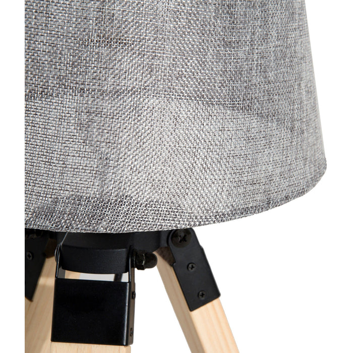 Wooden Tripod Table Lamp With Grey Shade