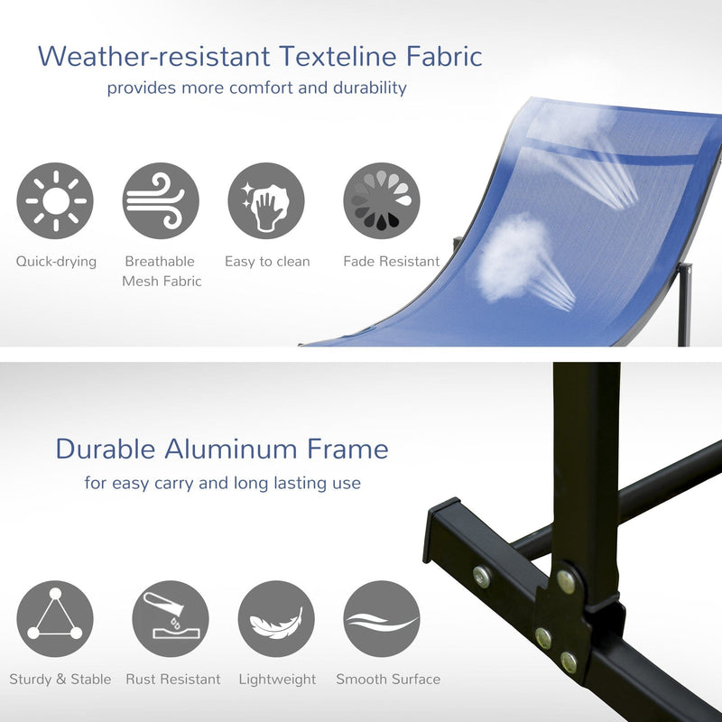 S Shaped Sun Lounger Set, Foldable, Set of 2