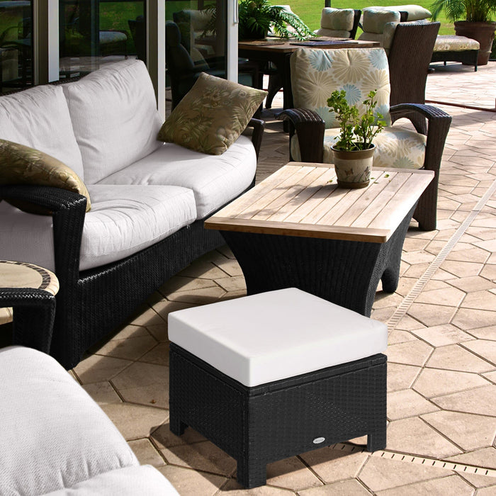 Patio Furniture Footstool With Cushion for Outdoor, 50cm