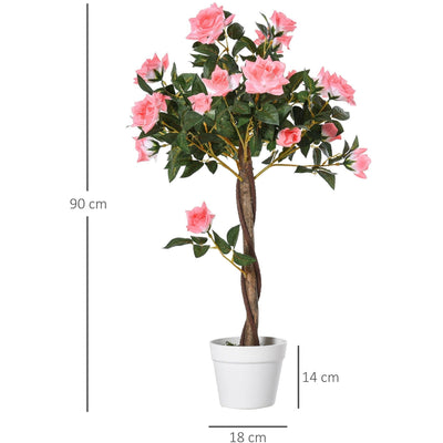 90cm Artificial Rose Tree, 21 Flowers, Indoor/Outdoor Décor Homcom