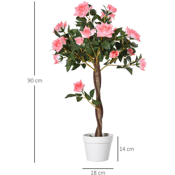 90cm Artificial Rose Tree, 21 Flowers, Indoor/Outdoor Décor