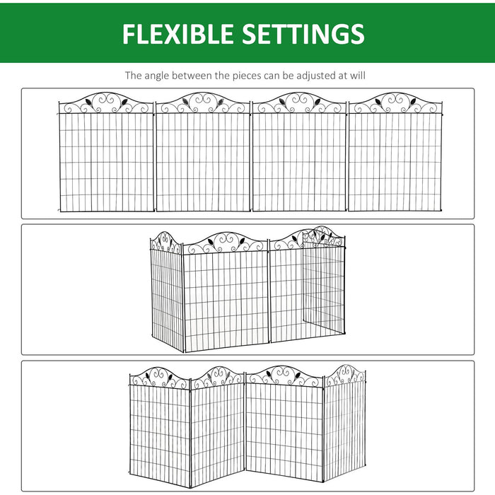 4 Panels Metal Garden Border Fence 44in