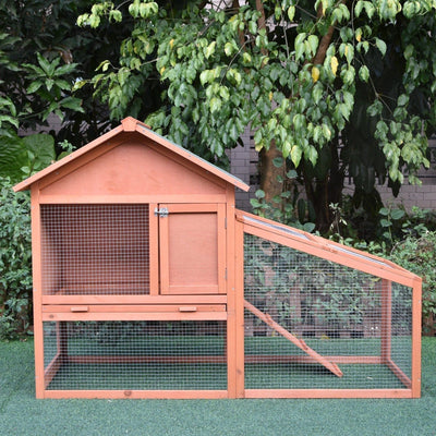 Large Outdoor 2-Tier Rabbit Hutch with Run Pawhut