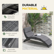 Curved Rattan Sun Lounger Outsunny