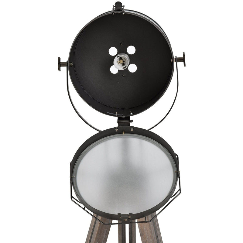 Industrial Tripod Floor Lamp, Wooden Legs