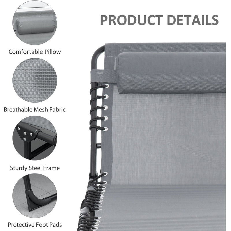 Portable Sun Lounger For Beach, Garden, Pool Outsunny
