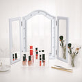 White LED Trifold Freestanding Vanity Mirror Homcom
