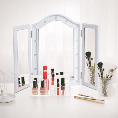White LED Trifold Freestanding Vanity Mirror Homcom