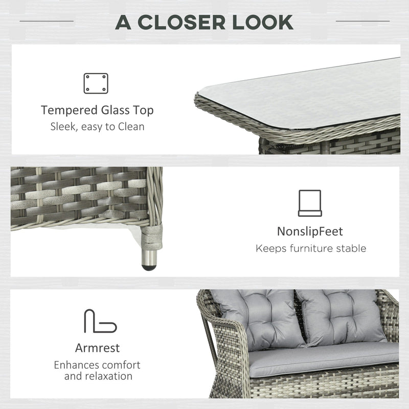 4 Piece PE Wicker Garden Furniture Set