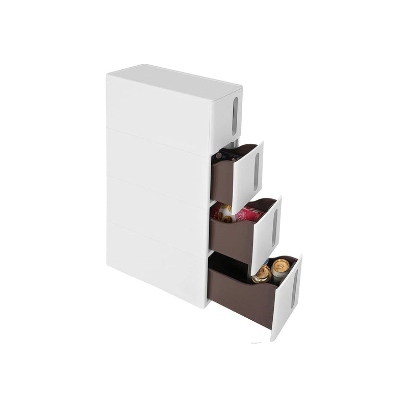 Songmics Slim 4 Drawer Plastic Storage Drawers, White