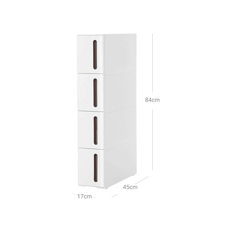 Songmics Slim 4 Drawer Plastic Storage Drawers, White