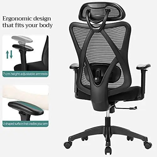 Ergonomic Adjustable Mesh Chair, Black SONGMICS