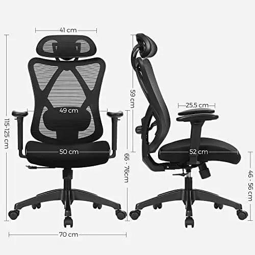 Ergonomic Adjustable Mesh Chair, Black SONGMICS