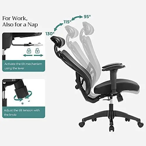 Ergonomic Adjustable Mesh Chair, Black SONGMICS