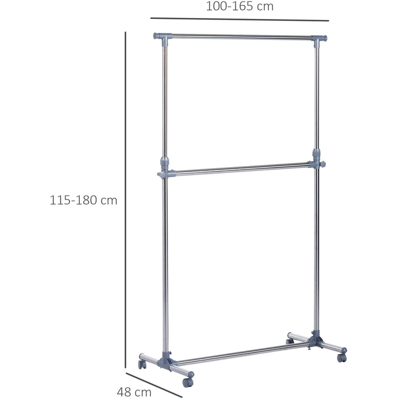 Adjustable Heavy Duty Garment Rail with Wheels