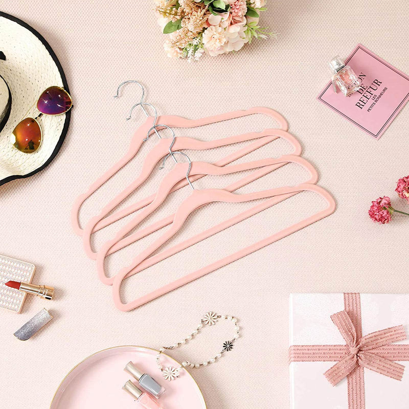 Pack of 30 Long Pink Velvet Clothes Hangers Songmics