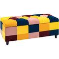 Multicoloured Velvet Ottoman, 114x47x47cm Homcom