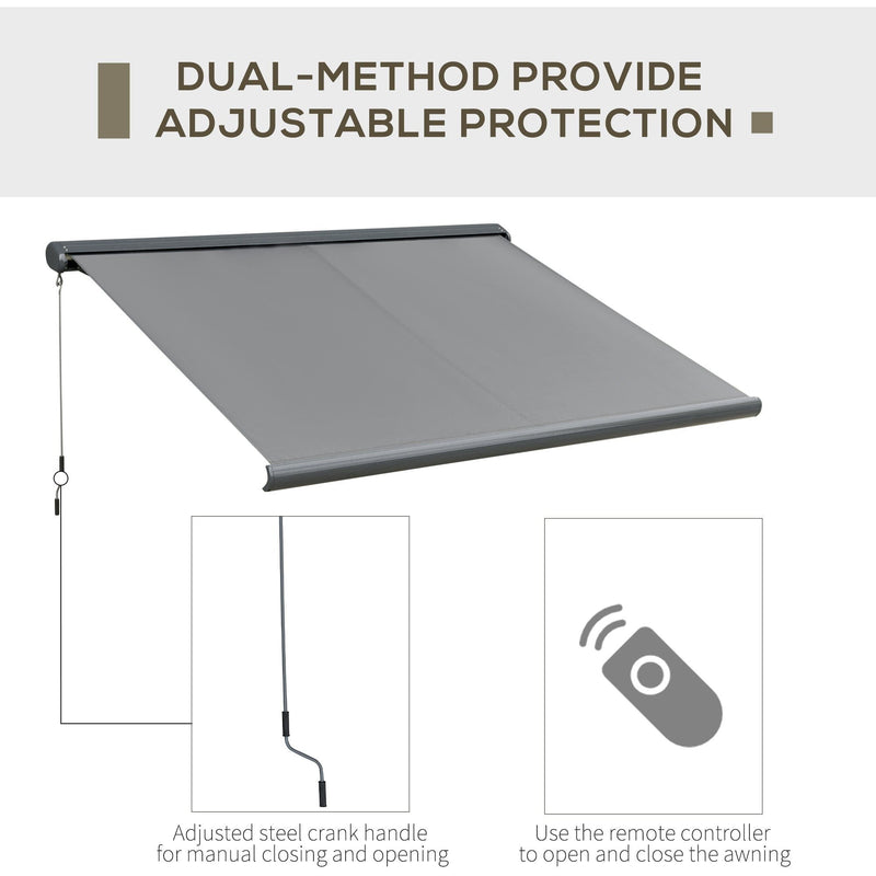 300 x 250cm Electric Awning - R/C & LED, Grey