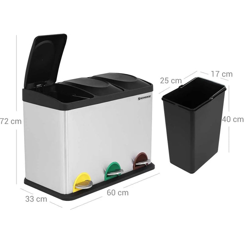 3 Compartment Recycling Bin SONGMICS