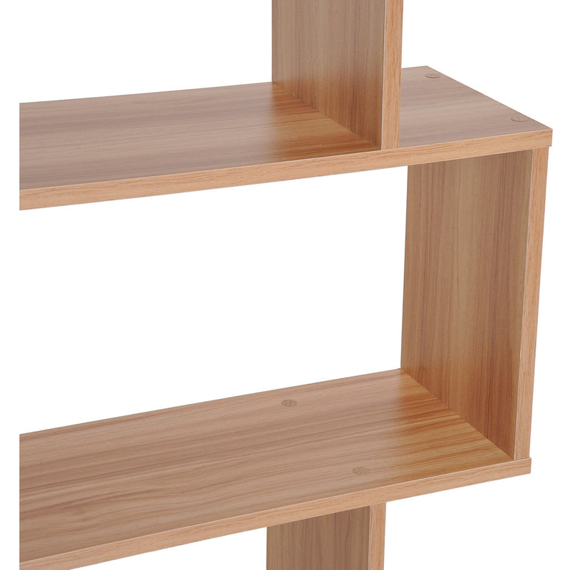 Wooden S Shape Storage Display, 6 Shelves, Room Divider
