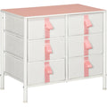 6 Drawer Chest With Pink Handles Homcom