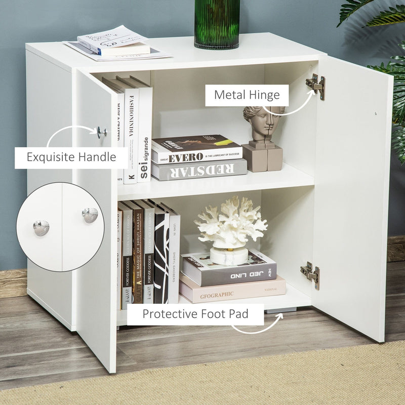 Small Cabinet With Doors, 2 Shelves, 70 x 39 x 70cm, White Homcom