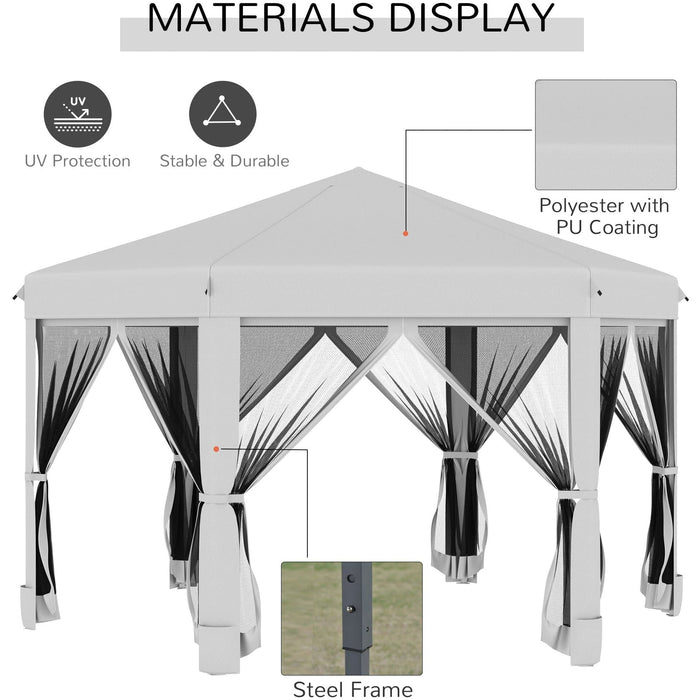 Hexagonal Pop Up Gazebo With Sides, Travel Case, 3.2m