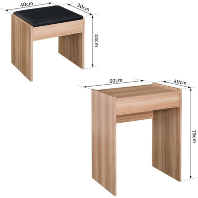 Dressing Table With Flip up Mirror and Stool Homcom