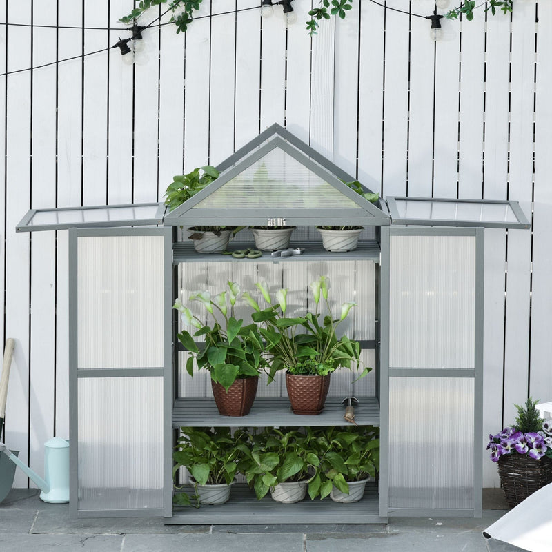 Greenhouse Cold Frame, Shelves, Double Doors, 80x47x138cm