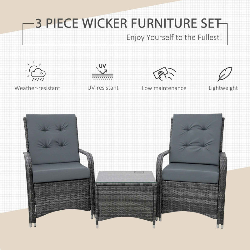 2 Seater Rattan Bistro Set with Cover