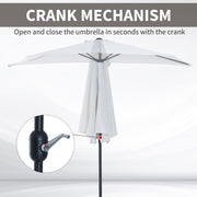 2.7m Half Parasol for Balcony - 5 Steel Ribs Outsunny