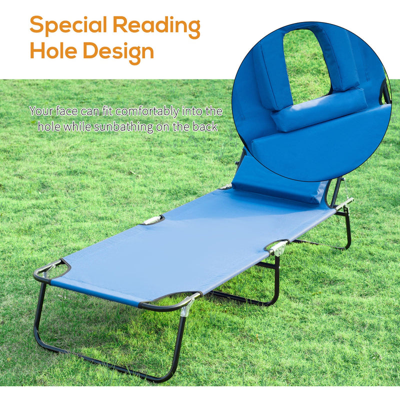 Folding Sun Lounger With Face Hole Outsunny